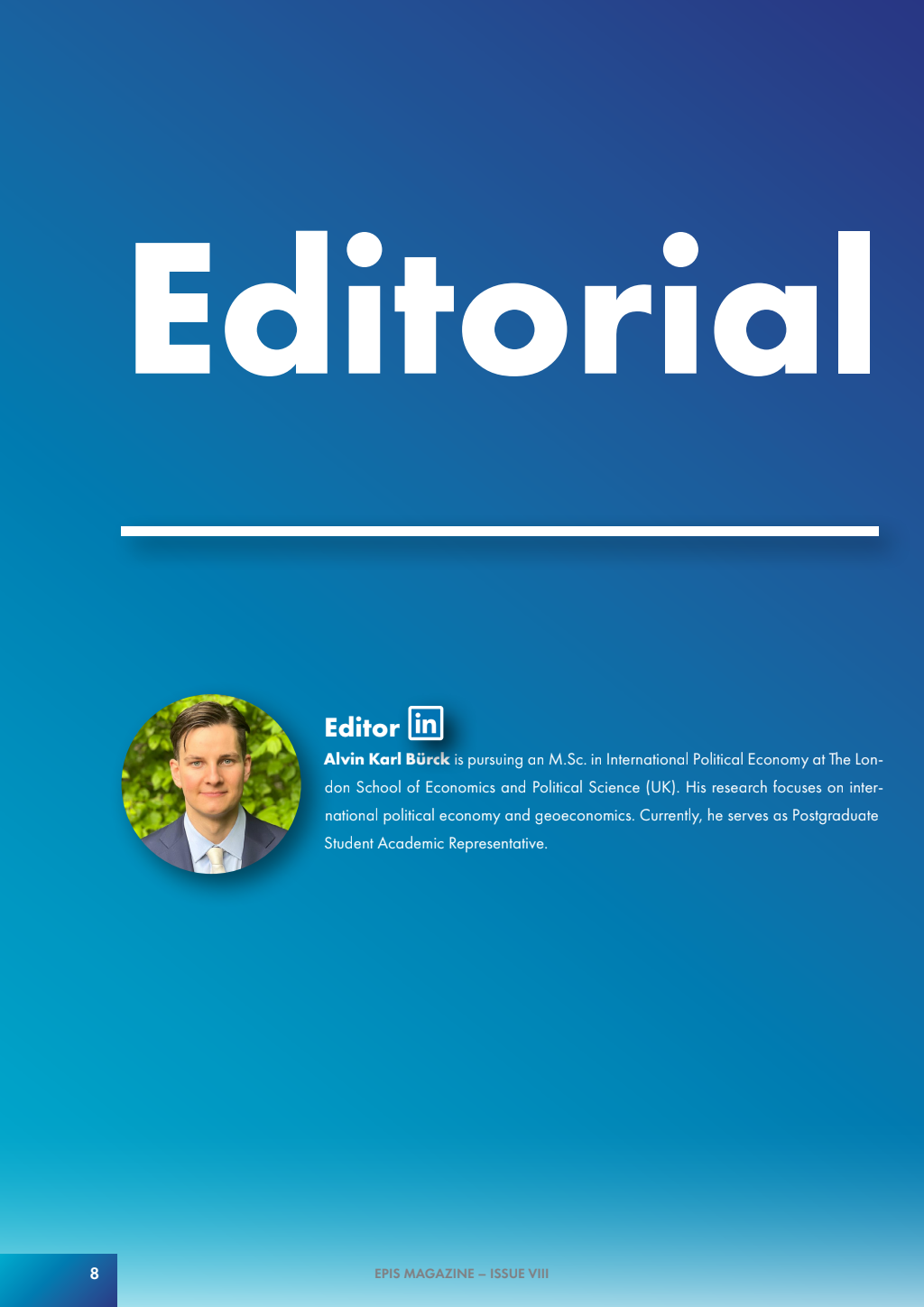 Editorial: EPIS Magazine Issue VIII